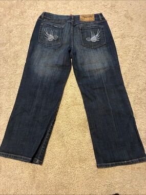 Kik Girl Dark Blue Embroidered Back-Pocket Birdie Jeans